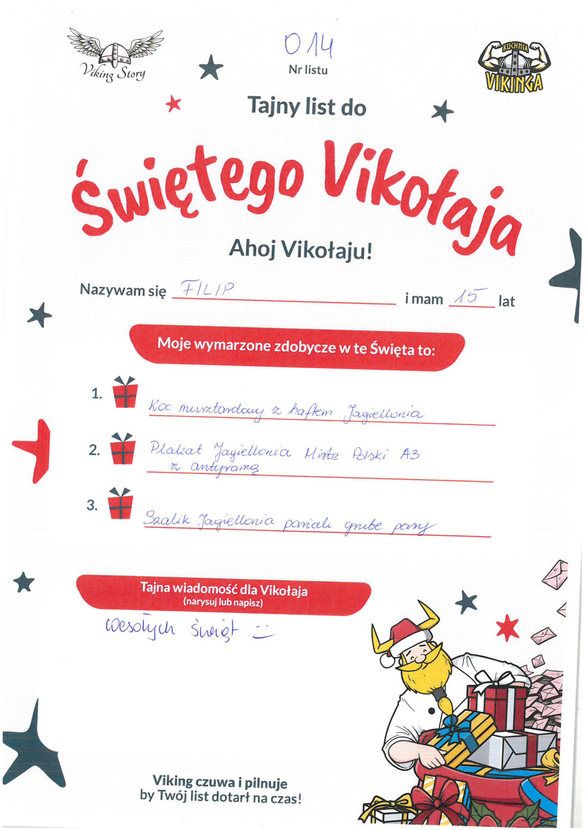 Filip, 15 lat, nr listu O14