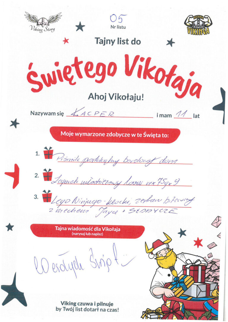 Kacper, 11 lat, nr listu O5