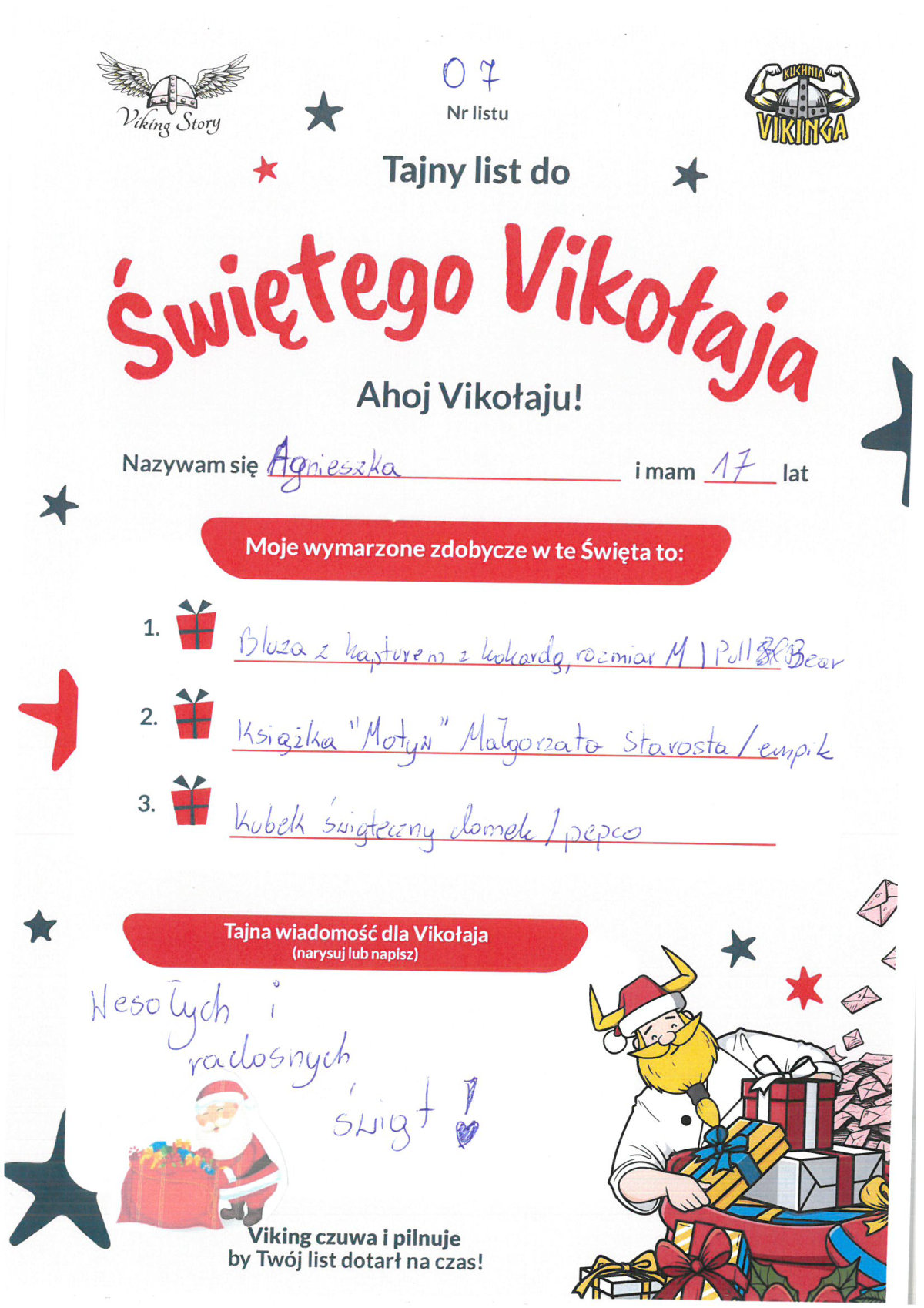 Agnieszka, 17 lat, nr listu O7