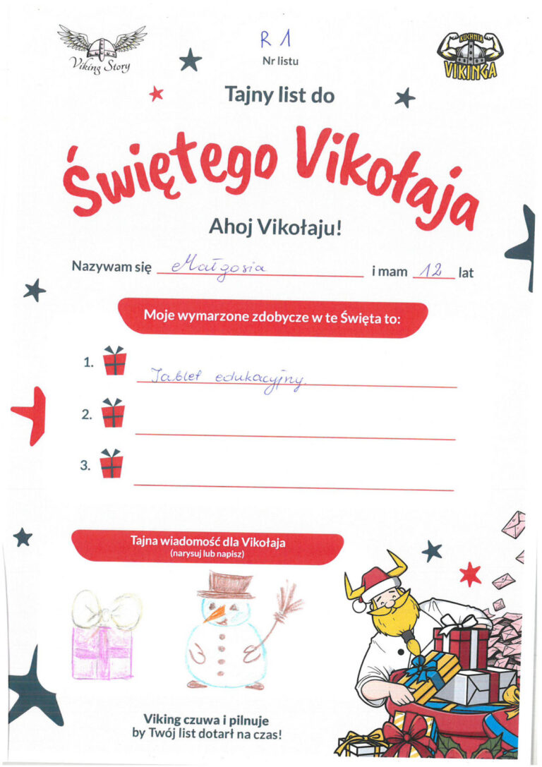 Małgosia, 12 lat, nr listu R1