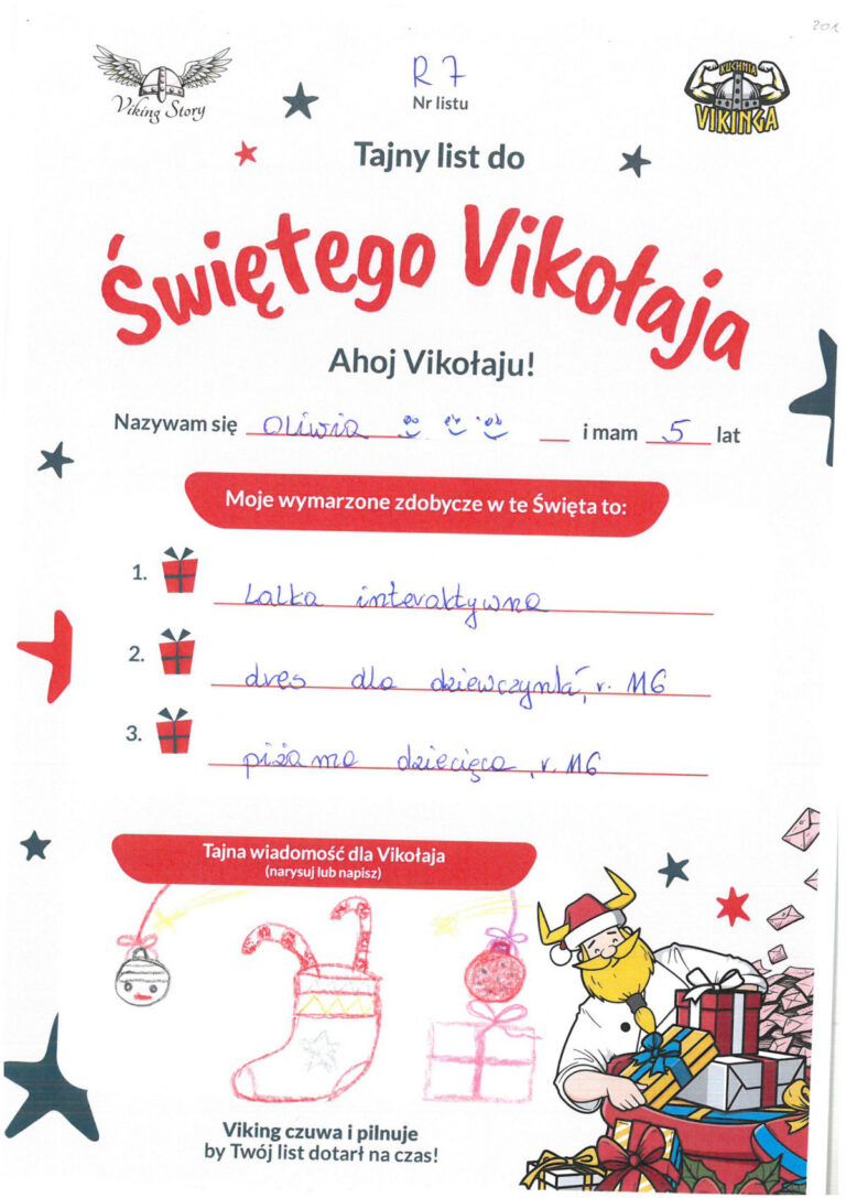Oliwia, 5 lat, nr listu R7