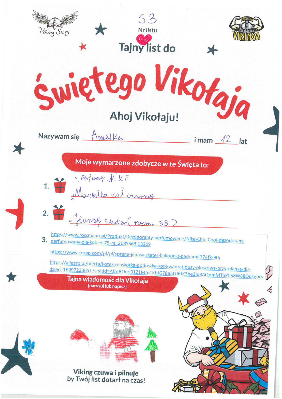 Amelka, 12 lat, nr listu S3