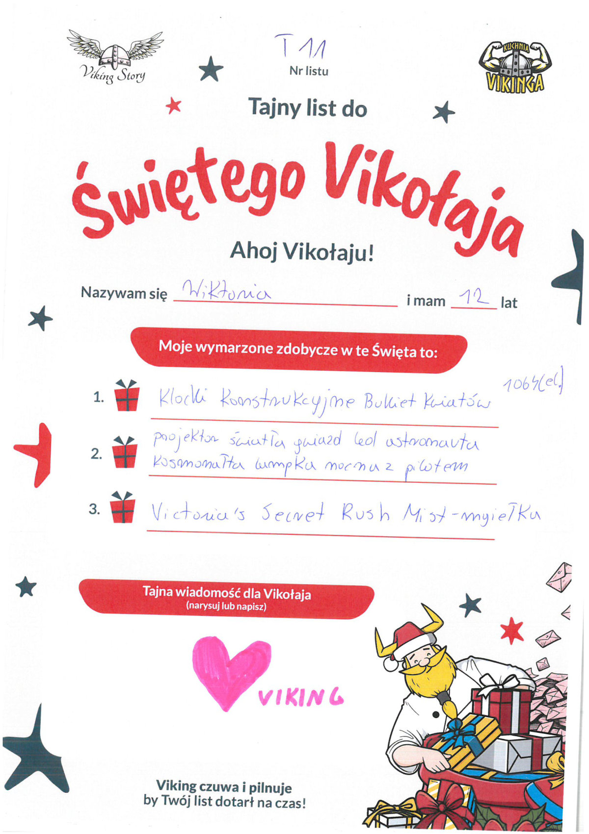 Wiktoria, 12 lat, nr listu T11