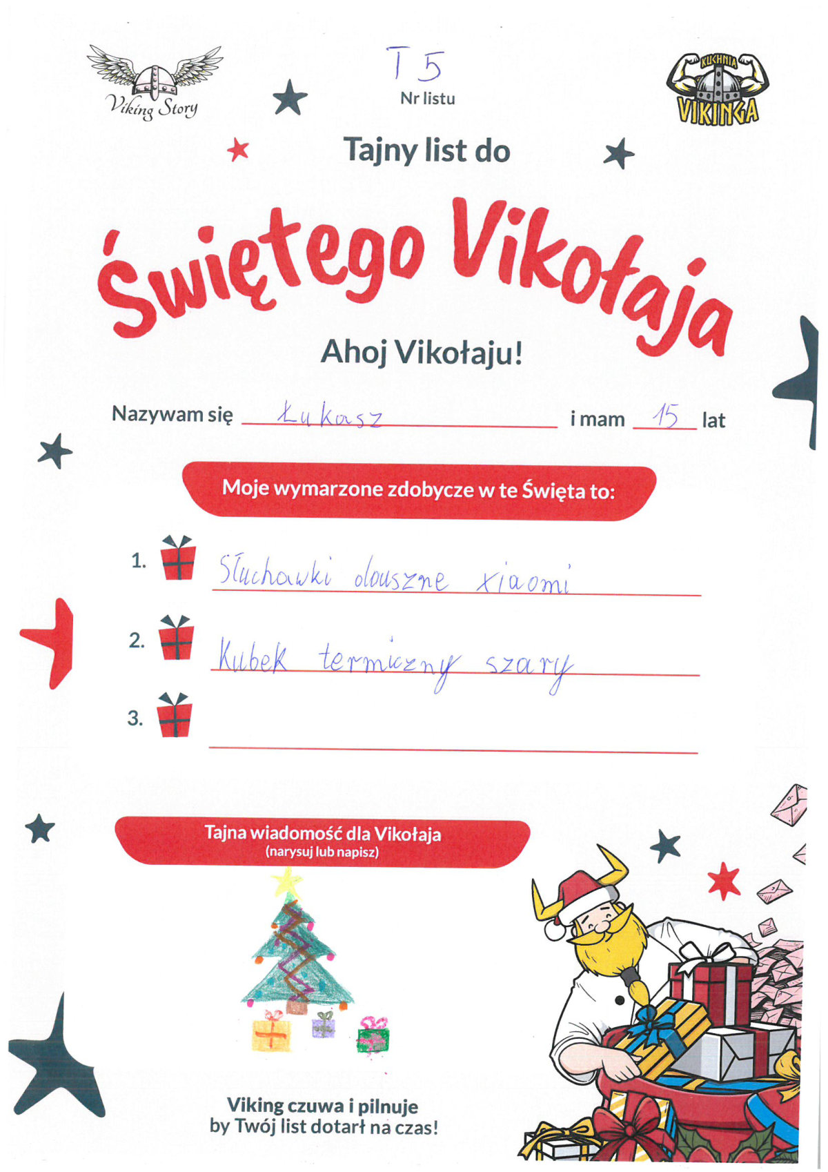 Łukasz, 15 lat, nr listu T5